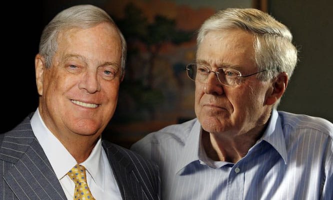 David Koch a sinistra e al 11 posto Charles Koch