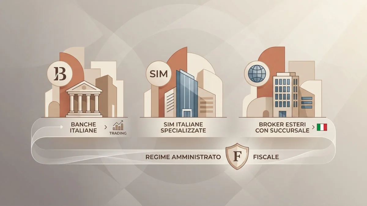 Schema dettagliato delle banche, SIM e succursali estere che operano in regime amministrato in Italia.