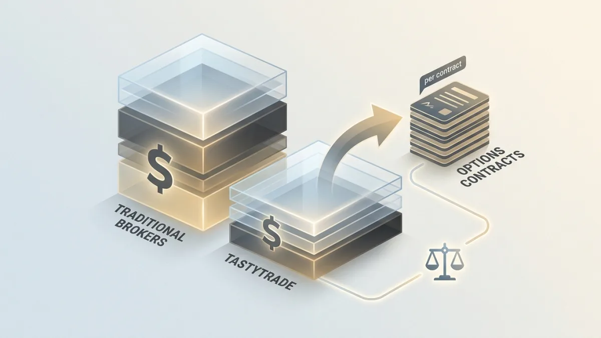 Grafico dettagliato che mostra la struttura commissionale competitiva di TastyTrade per il trading di opzioni.