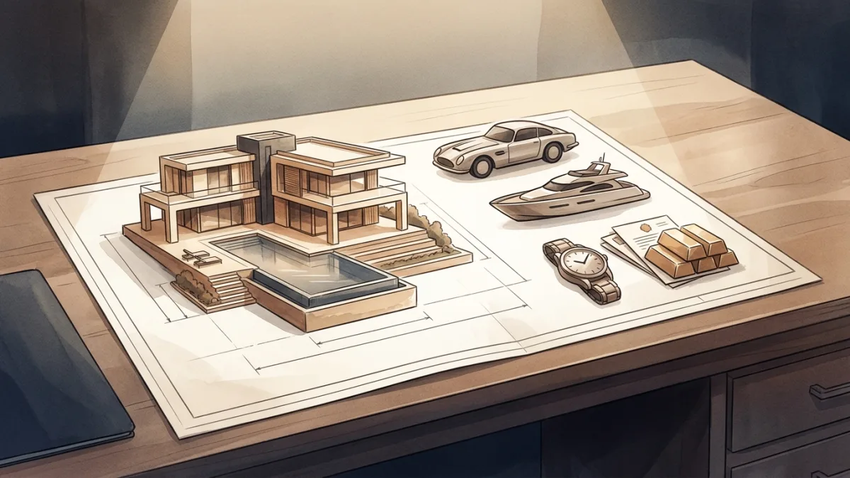 Villa di lusso e auto sportive che rappresentano gli investimenti immobiliari e gli asset tangibili di Dan Bilzerian.